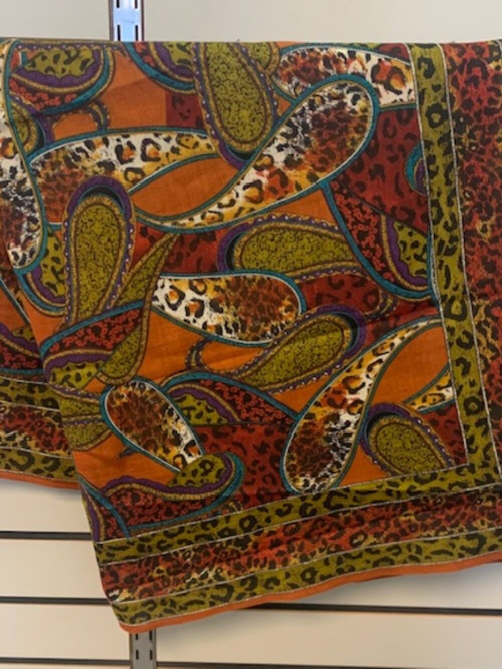 Anne Klein Scarf Wool Colorful Paisley 38 x 38